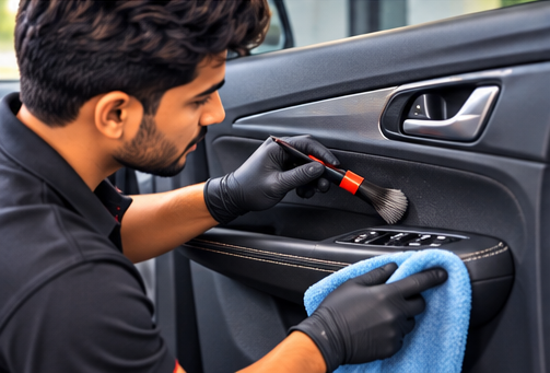 Door Panel & Crevice Cleaning - Maa Mogal Service Station